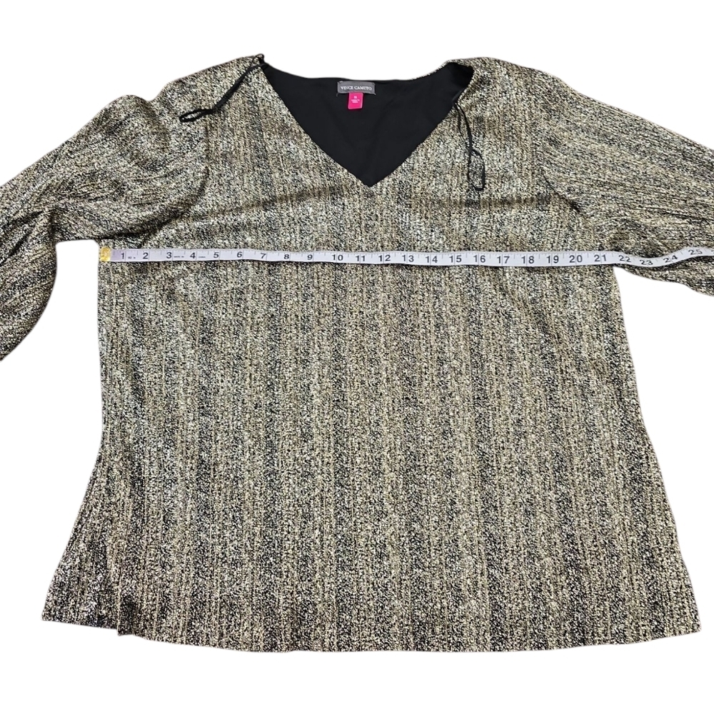 Vince Camuto V-Neck 3/4 Sleeve Blouse Size XL Black Gold NWT - Picture 9 of 11
